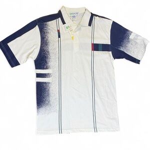 Men's White and Blue Polo Shirt